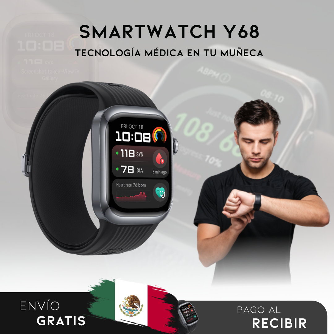 Smartwatch Y68| Reloj inteligente que cuida de tu salud