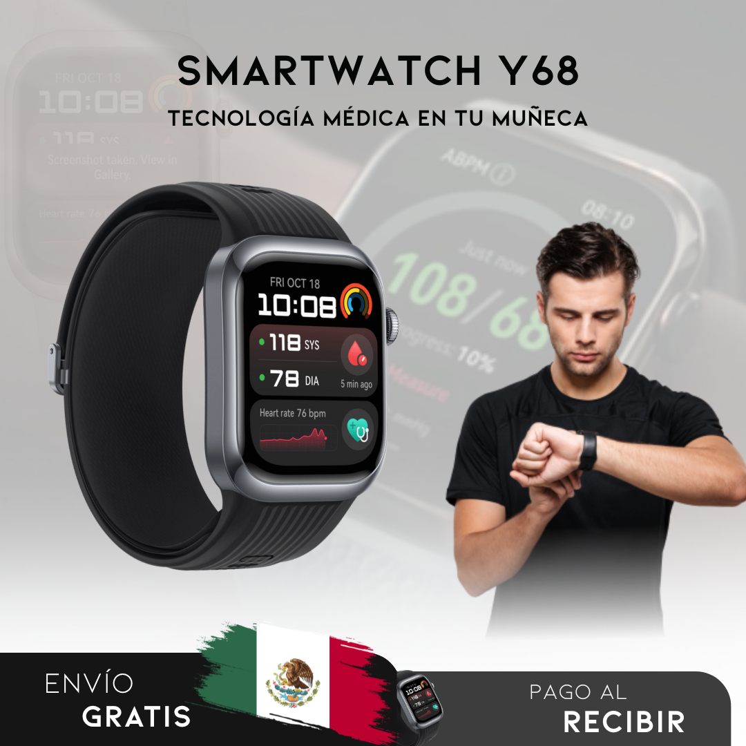Smartwatch Y68 - Reloj inteligente que cuida de tu salud