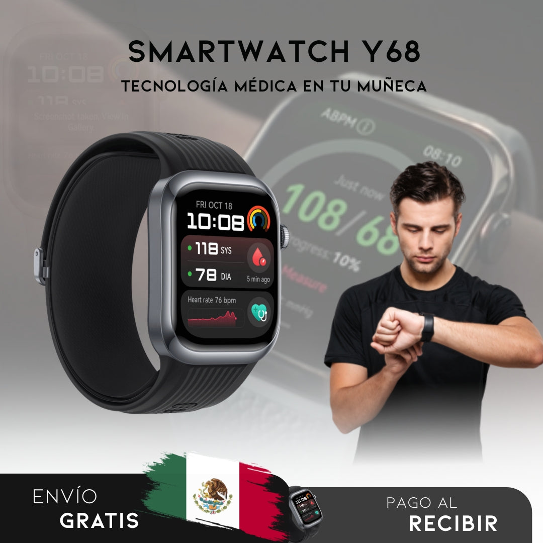 Smartwatch Y68 | Reloj Inteligente que Cuida de tu Salud
